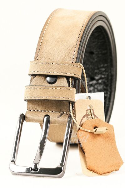 Parscraft Δερμάτινη ανδρική ζώνη Nubuck 4 εκ. Μπεζ τζιν υφασμάτινη αθλητική ζώνη