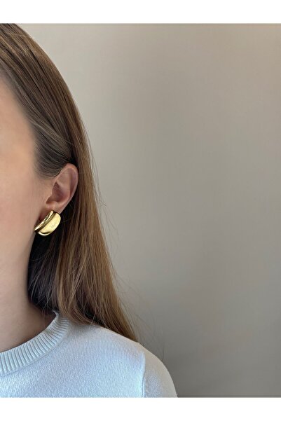 nerora Kare Dalgalı Düğme Çelik Küpe