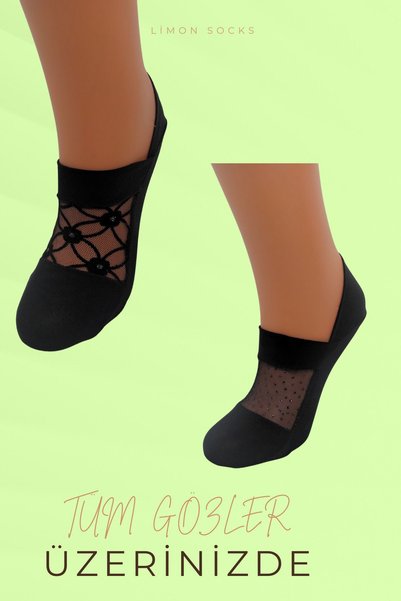 Limon Socks Quality Micro Combed Cotton Tulle Ballerina Booties Socks for Women and Children (4 Pairs) Patterned Short Socks