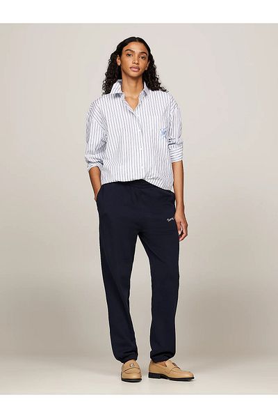 Tommy Hilfiger Navy Blue Women's Sports Sweatpants - Elastic Waist, Comfortable Rope Tie, Logo WW0WW42718-DW5