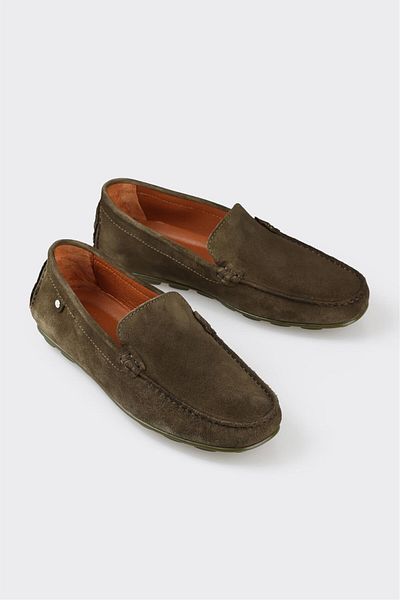 Elle Shoes أحذية رجالية عادية من الجلد الكاكي