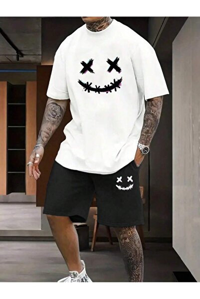 SeusCraft Λευκό και μαύρο μπλουζάκι και σορτς - Συνδυασμός με στάμπα σε λαιμό...