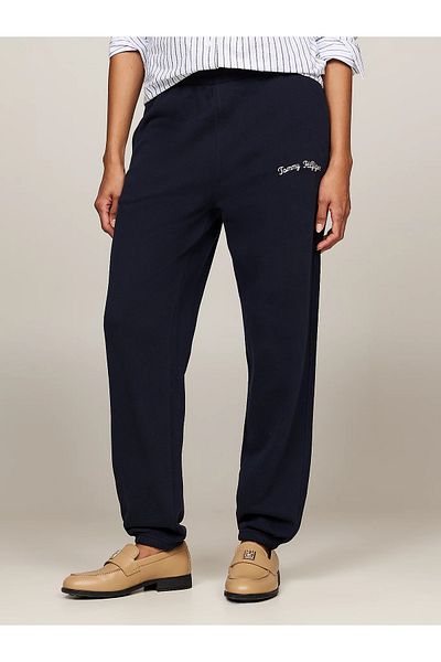 Tommy Hilfiger Navy Blue Women's Sports Sweatpants - Elastic Waist, Comfortable Rope Tie, Logo WW0WW42718-DW5