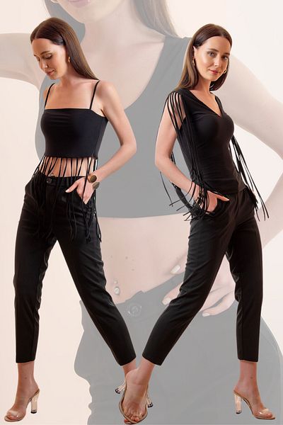 Laranor Ankle Length Classic Cut Cigarette Design Crepe Trousers