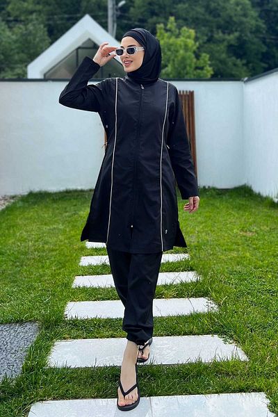 Remsa Mayo Αλεξίπτωτο Πλήρως Καλυμμένο Μαγιό Hijab Beny 9075 Μαύρο Μαγιό Remsa