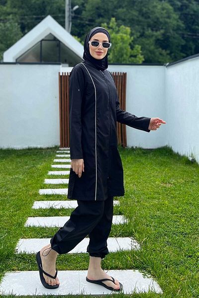 Remsa Mayo Αλεξίπτωτο Πλήρως Καλυμμένο Μαγιό Hijab Beny 9075 Μαύρο Μαγιό Remsa
