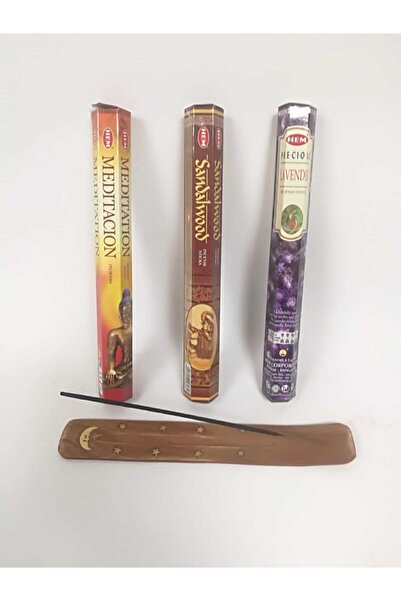 BUHANA HEDİYELİK Tütsü Hem Meditasyon Sandal Lavanta Kokuları 3 Paket (60 Çub...