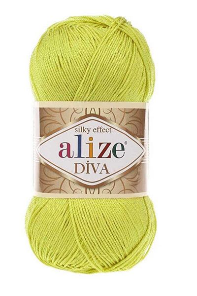 Alize 5 Pieces Diva Mercerized Thread Summer Bikini Bustier Blouse Knitting Thread Lemon 109