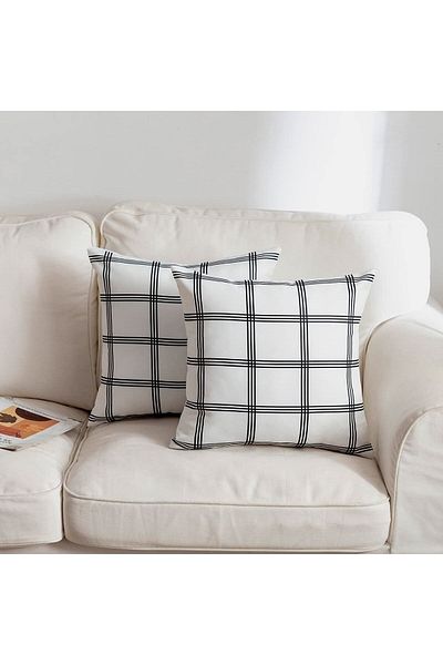 EVYA Față de pernă pătrată cu model modern, 2 piese, 43x43 cm.