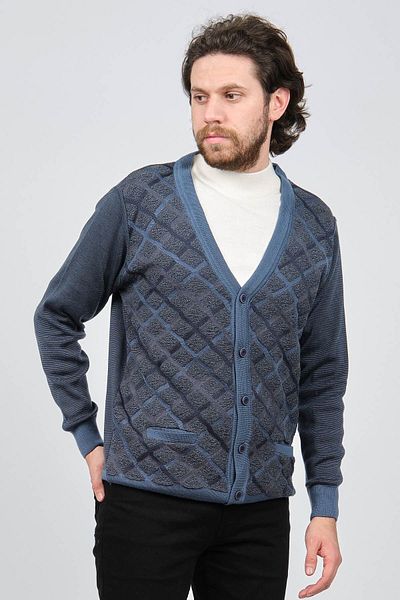 Çizgi Triko Cardigan cu model de buzunar pentru bărbați 42534235 Albastru