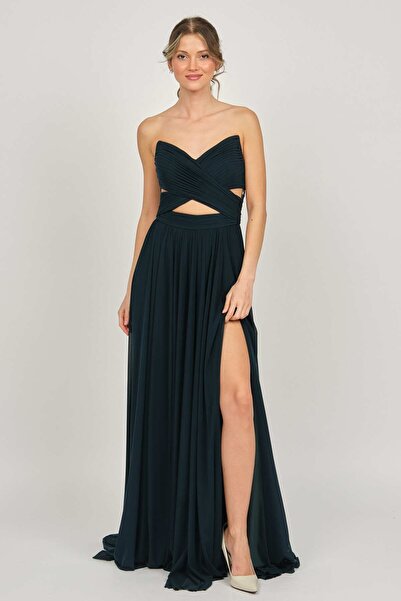 ŞEREF VURAL Women's Strapless Deep Slit Evening Dress 5437959 Nefti