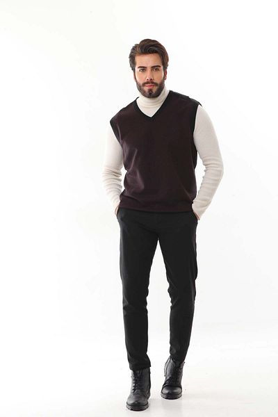 Pelikan Men's V-Neck Sweater 9617 Claret Red