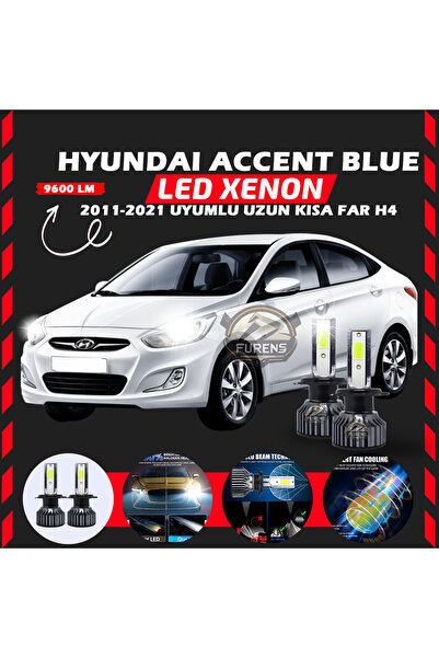 SHOOPLAA Hyundai Accent Blue 2011-2021 Uzun-Kısa Far Uyumlu Şimşek Etkili Led...
