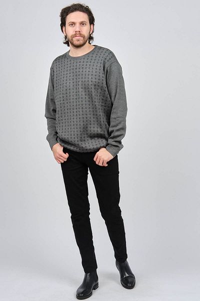 Çizgi Triko Ανδρικό πουλόβερ με μοτίβο Crew Neck 425554216 Γκρι