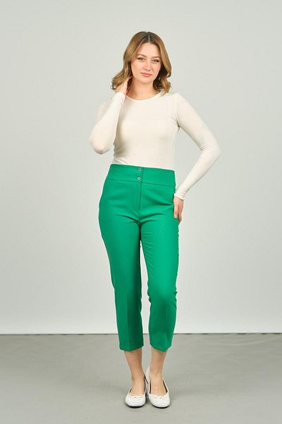 F&A Textile Green Ankle Length Narrow Fit Pants 7208 for Women