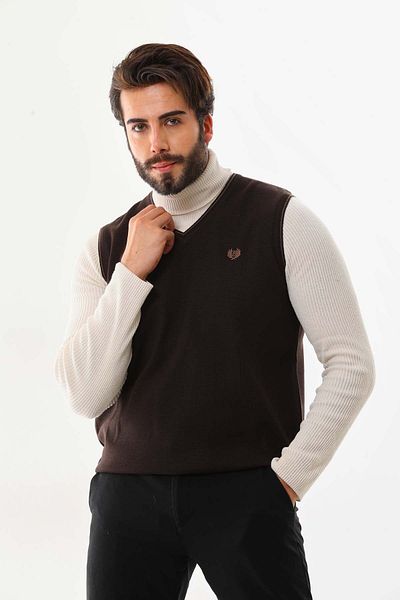 Pelikan Pulover cu decolteu în V pentru bărbați 5610 maro