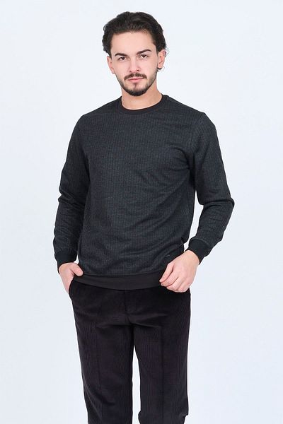Raymons Men's Patterned Crew Neck Knitwear Sweat 6782270 Black