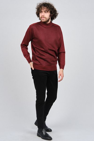 Pelikan Men's Patterned Half Fisherman Wool Sweater 1578717 Red