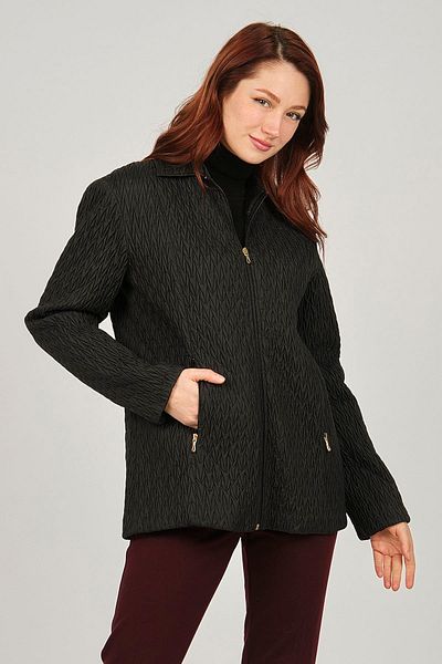 ÖZNUR Women's Zippered Pocket Coat 4172101 Black