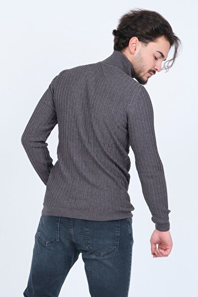 Raymons Чоловічий трикотажний светр з вовняною підкладкою та ребрами 67822887 Антрацит