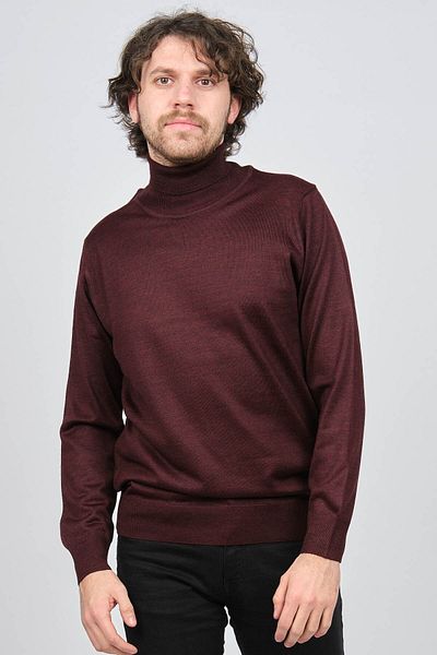 Ateş Triko Men's Turtleneck Wool Sweater 6090008 Claret Red