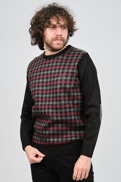 Pelikan Men's Patterned Crew Neck Sweater 1577309 Fuchsia