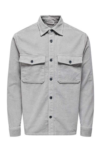 Only & Sons Ανδρικό πουκάμισο Onsledger Corduroy 100% βαμβακερό βελούδο 22027289 Γκρι