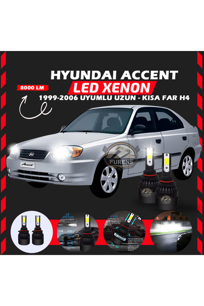 SHOOPLAA Hyundai Accent Admira 1999-2006 Uzun-Kısa Far Uyumlu Şimşek Etkili L...