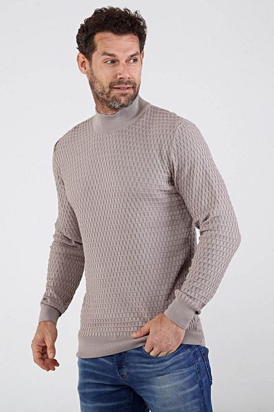 Çizgi Triko Men's Half Turtleneck Cotton Knitwear Sweater 4653b Beige