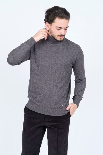 Raymons Men's Patterned Full Fisherman Knitwear Sweater 67822507 Anthracite