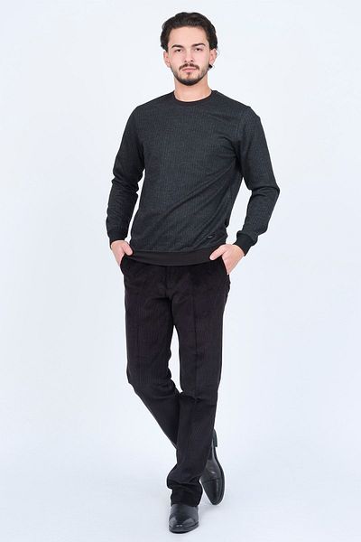 Raymons Men's Patterned Crew Neck Knitwear Sweat 6782270 Black