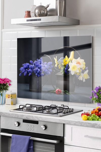 Onbiya Premium Kitchen Glass Stove Back Protector |   Yellow Flower