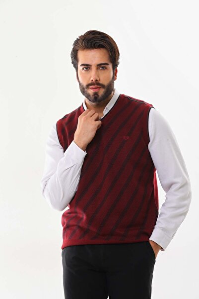 Pelikan Чоловічий светр з V-подібним вирізом і смужками 9625 Кереміт