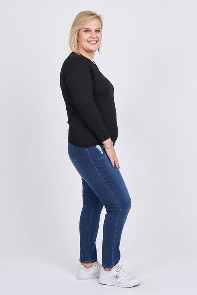 Desen Triko Women's V-Neck Sweater 0249014 Black