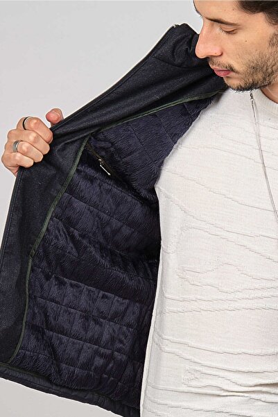 daynax Чоловічий жилет з хутром і кишенями на блискавці 4920902 Синій