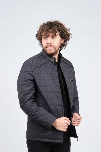 LUCAS Men's Stand Collar Sports Coat 2650747 Navy Blue