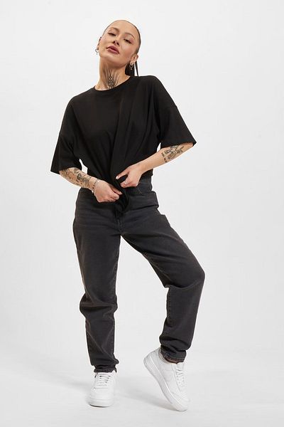 ONLY Μαύρο Oversize Crew Neck 100% βαμβακερό γυναικείο T-Shirt - 15261790