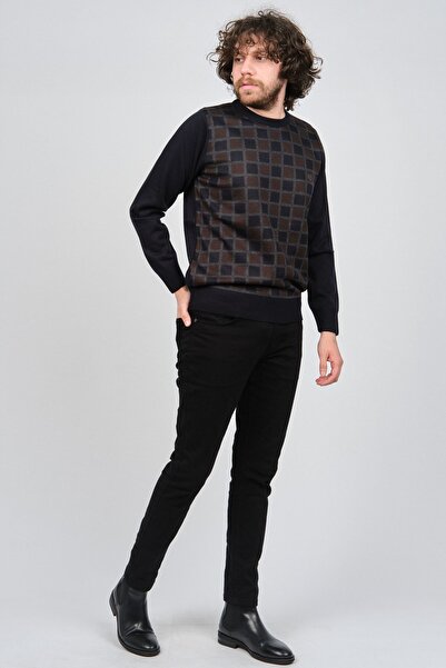 Pelikan Чоловічий светр з велосипедним коміром і візерунком 1577328 Синій