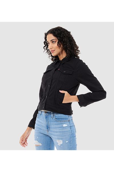 Levi's Black Collared Denim Jacket - Men's Plain Style