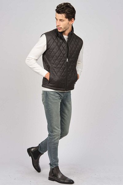 daynax Men's Pocket Detailed Diamond Patterned Vest 492901 Smoked