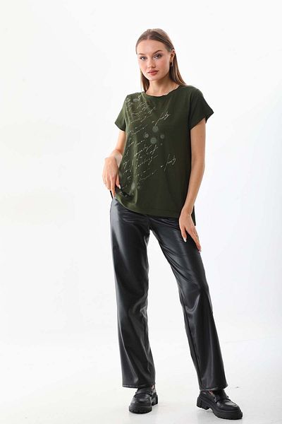 Sistas Γυναικεία μπλούζα με κοντό μανίκι Crew Neck 18270 Khaki
