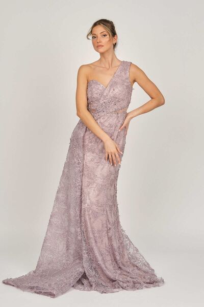 Tiara Women's One Shoulder Lace Evening Dress 5940576 Lilac