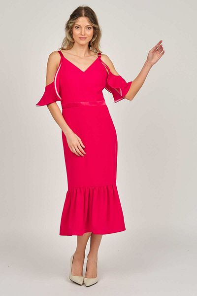 Pierre Cardin Women's Sleeve Detailed Midi Length Evening Dress 5816875 Red