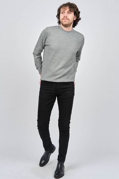 Desen Triko Men's Half Fisherman Patterned Wool Sweater 0249619 Gray