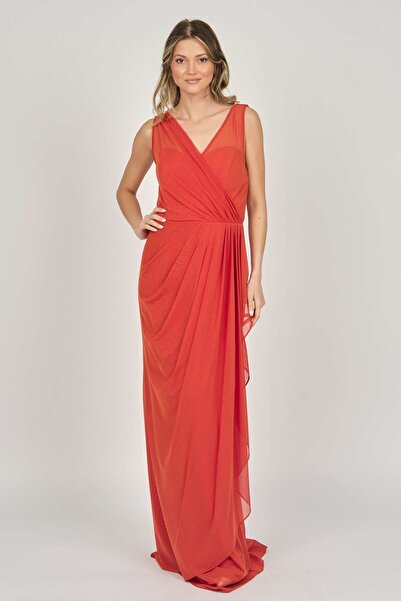 DORİDORCA فستان سهرة طويل بدون أكمام نسائي 5922039 قرفة