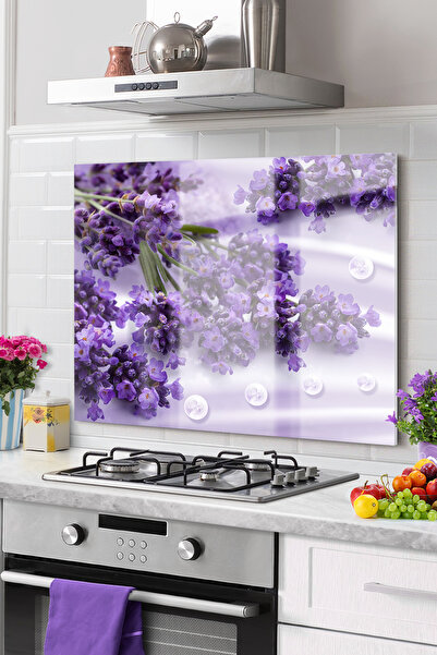 Onbiya Premium Kitchen Glass Stove Back Protector |   Lavender