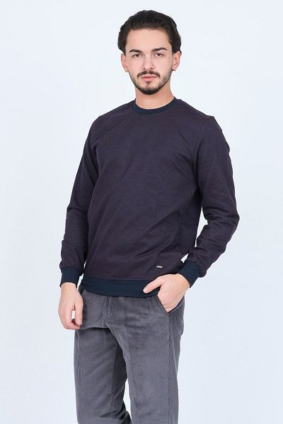 Raymons Men's Patterned Crew Neck Knitwear Sweat 6782270 Claret Red