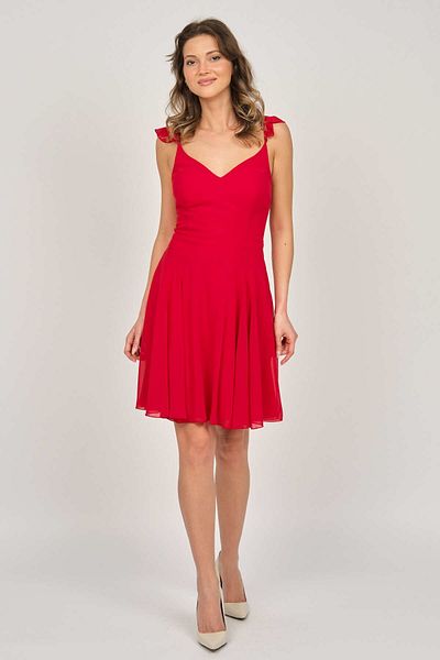 DORİDORCA Women's Chiffon Short Evening Dress 5922025 Red