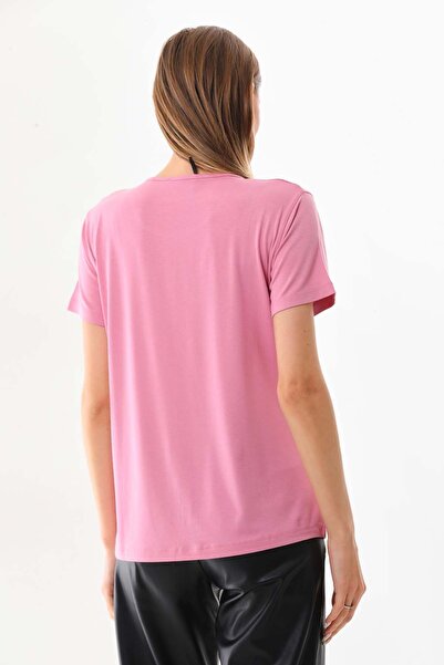 Sistas Γυναικεία κοντομάνικη μπλούζα με σχέδιο 23143 Dusty Rose