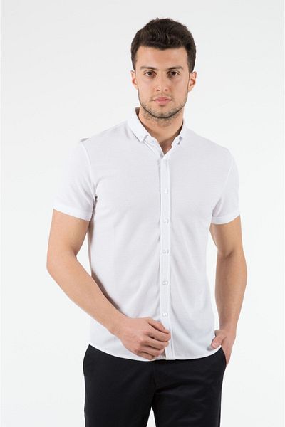 WEMSEY Ανδρικό πουκάμισο Slim Fit 12301 Λευκό